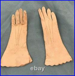 Very Nice Pair Orig. Antique Perrin Paris NY Pink Kid Leather Doll Gloves