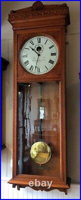 Very Nice Self Winding Clock Co. #9 Wall Regulator in Oak