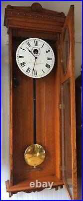 Very Nice Self Winding Clock Co. #9 Wall Regulator in Oak