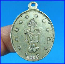 Very Nice Silver S. Luis Gonzaga Bone Skull & Crucifix Antique Medal Religious