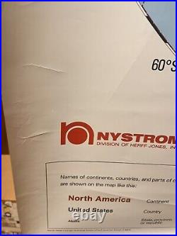 Very Nice Used Nystrom United States / World Pulldown Classroom Map 1NS991