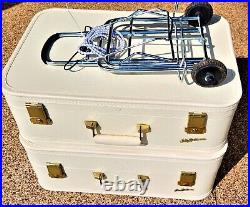 Very Nice Vintage Antique Matching Pair Of Lady Baltimore Ivory Luggage