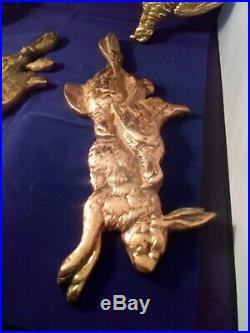 Very Nice Vintage Large Complete Hunting/Game/Animals Scene Brass Hanging Wall