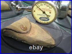 Very Nice Vintage Model A Ford US Tire Gauge and Antique Snap Pouch Tool Parts