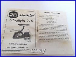 Very Nice Vintage Penn 716 Greenie SpinFisher Ultra-Light Spinning Reel in Box