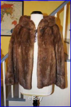 Very Nice Vintage Whiskey MINK Fur Coat Zip Off Bottom Jacket Women's M