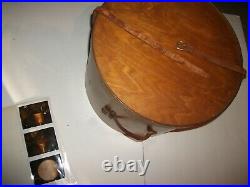 Very Nice Vintage Wooden Hatbox With Leather Strap With Receipts & Info