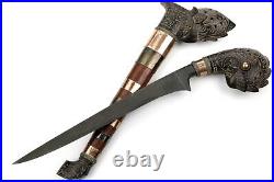 Very Nicely Carved Asian Indonesian Sewar Dagger Knife From Sumatra