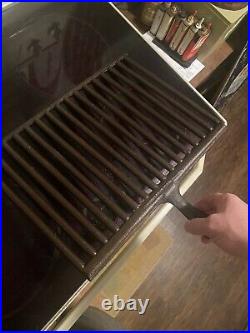 Very early antique gate marked broiler grill pan cast iron. Nice