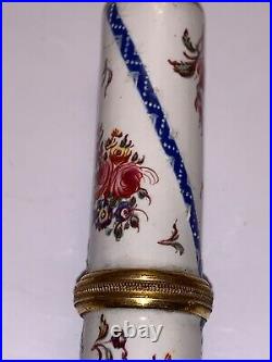 Very nice 18th century antique message etui, with spiral carving and painted wit