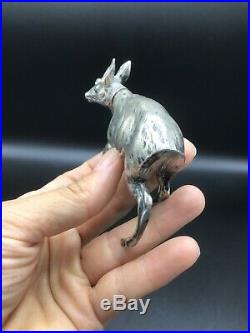 Very nice Antique 800 silver Continental Novelty model of deer/doe figural flask