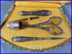 Very nice French antique SILVER sewing kit, late 19th century