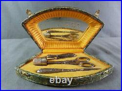 Very nice French antique SILVER sewing kit, late 19th century