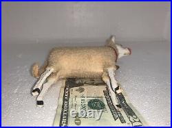 Very nice Large ANTIQUE Christmas Toy GERMAN PUTZ WOOLY SHEEP w Bell STICK LEG