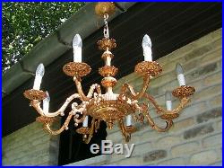 Very nice and fabulous vintage 8 lt fine ornated brass chandelier