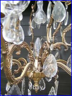 Very nice and fabulous vtg French 7 lt cage chandelier with drops