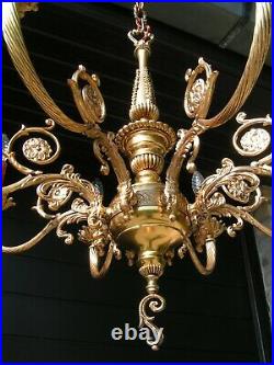 Very nice and fabulous vtg French 8 lt shining brass chandelier. Look @ this 1
