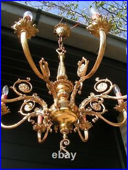 Very nice and fabulous vtg French 8 lt shining brass chandelier. Look @ this 1