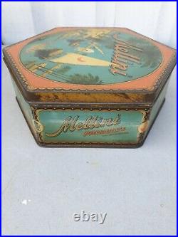 Very nice antique Dutch box tin Van Melle Mellini Egypt Nile boats arab camel