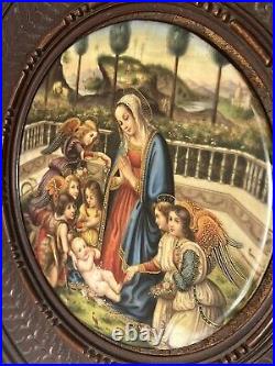 Very nice antique continental painting on porcelain plaque of the Adoration