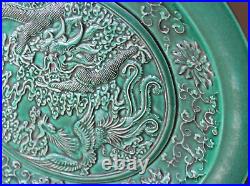 Very nice dekoration Ming Dynasty China green plate 20 TH, Very large, signed