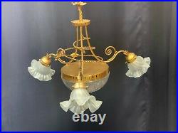 Very nice large old vintage antique style crystal chandelier 5 lamp