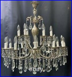 Very nice large old vintage crystal chandelier 18 lamp