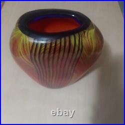 Very nice murano glass vase, multi colored. Glass, antique, vintage, orange, red