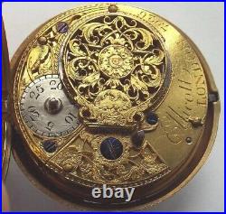 Very nice pocket watch Gilt pair Verge Fusee Ellicot LONDON. C1790