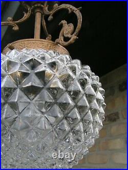 Very nice vintage French boule de neige- pineapple hall light chandelier