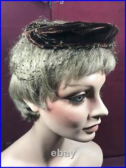 Vintage 50's Bes-Ben Chicago Brown Marbles Very Nice. Woman's Hat Cap Rare