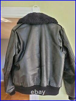 Vintage 60's Excelled Flight Bomber Jacket Black Leather Size 42 Very NICE