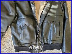 Vintage 60's Excelled Flight Bomber Jacket Black Leather Size 42 Very NICE