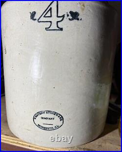 Vintage Antique 4 Gallon Western Stoneware crock jug Illinois USA very nice