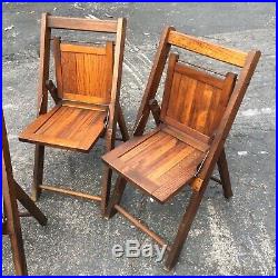 Vintage / Antique 4 Same Wood Childrens Folding Chairs Very Nice