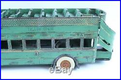 Vintage Antique Arcade Cast Iron Yellow Coach Bus Very Nice