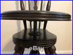 Vintage Antique Ball & Claw Foot Piano Chair Stool with Back Very Nice Condition