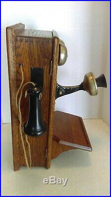 Vintage Antique Monarch Hand Crank Wall Telephone Very Nice With Generator Guts