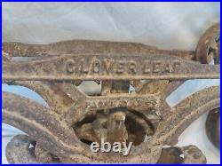 Vintage Antique Vintage Cast Iron Cloverleaf Barn Hay Trolley W Pully. Very Nice