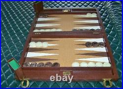 Vintage Backgammon Set with Very Nice Vintage Crisloid Swirled Checkers, 1.5 Sz