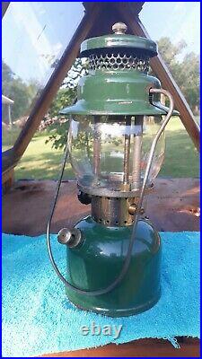 Vintage Coleman 242C Lantern 6/12. Red Pyrex Globe very nice clean Works Great