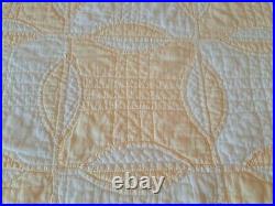 Vintage Cream and Butter Quilt Pretty Pattern 76 x 75 Very Nice