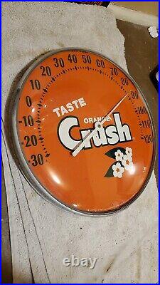 Vintage Drink Orange Crush Soda Round Thermometer Sign Antique VERY NICE