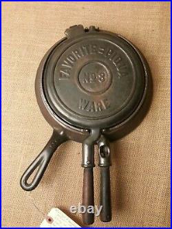 Vintage Favorite Piqua Ware Offset Handles Waffle Iron Very Scarce to Find NICE
