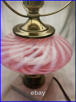 Vintage Fenton 18 Tall Hobnob & Cranberry Antique Lamp Working Very Nice Piece