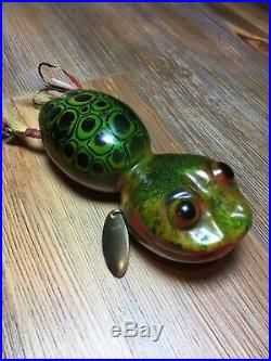 Vintage Fishing Lure Rare Bud Stewart Spotted Frog Beauty Very Nice Old Michigan