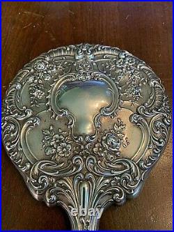 Vintage Gorham # 23 Sterling Silver Hand Mirror Art Nouveau REPOUSSE-Very Nice