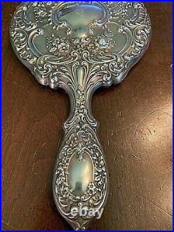 Vintage Gorham # 23 Sterling Silver Hand Mirror Art Nouveau REPOUSSE-Very Nice