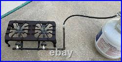 Vintage Griswold Cast Iron No 202 Two 2 Burner Gas Camping Stove, Very Nice