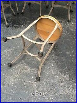 Vintage Industrial 26 TOLEDO STOOL -15 Wood Seat Very Nice